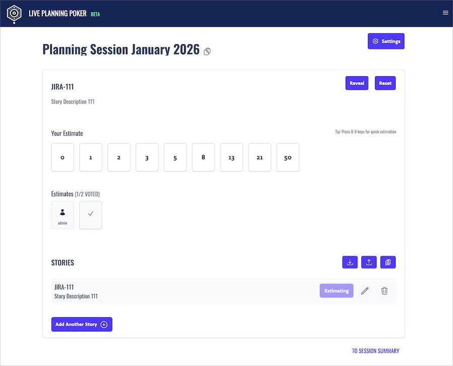 Planning Poker session in action